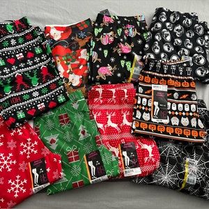 9 pairs of Christmas/Winter & Halloween themed leggings